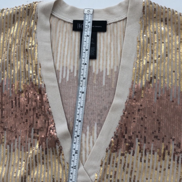 INC INTERNATIONAL CONCEPTS SEQUIN PARTY TOP TUNIC DEEP V NECK - Picture 9 of 10
